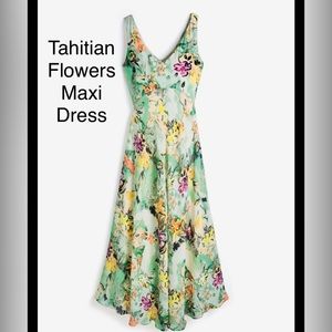 Tahitian flowers maxi dress